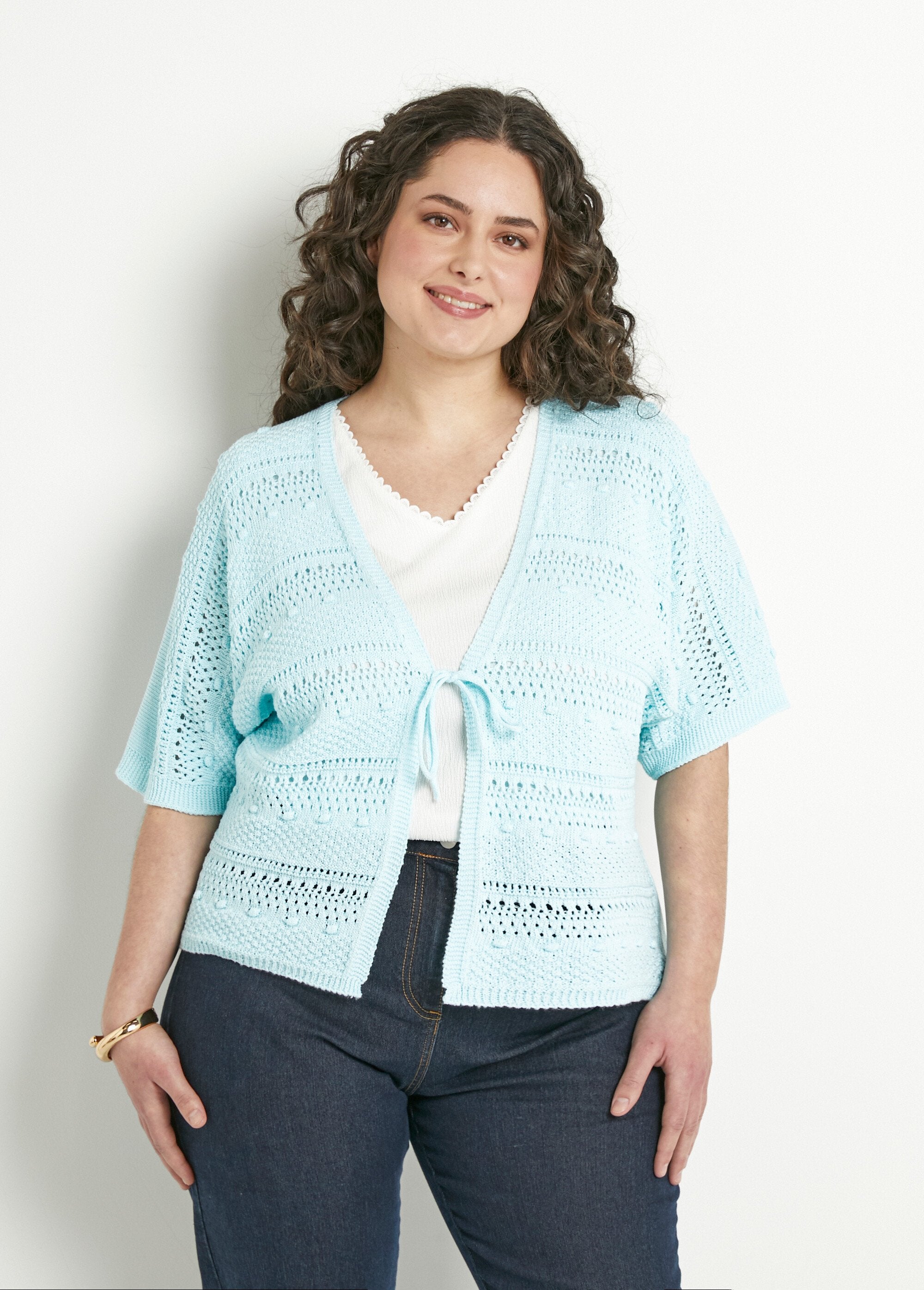 Short_openwork_V-neck_tie-up_vest_with_short_sleeves_Aqua_FA1_curvy