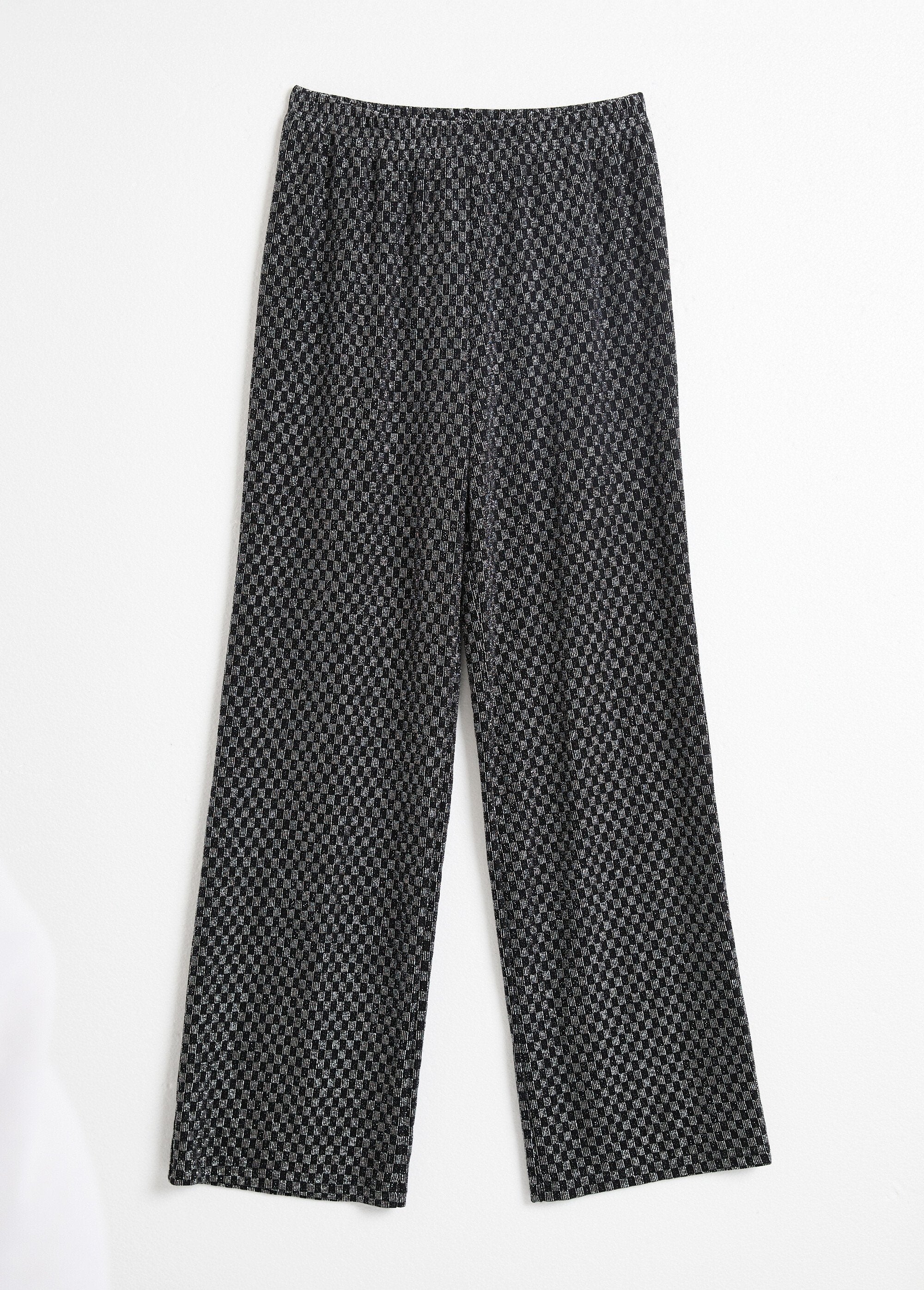 Pantalon_droit_taille_élastiquée_maille_sequins_Noir_et_argent_AP1_slim