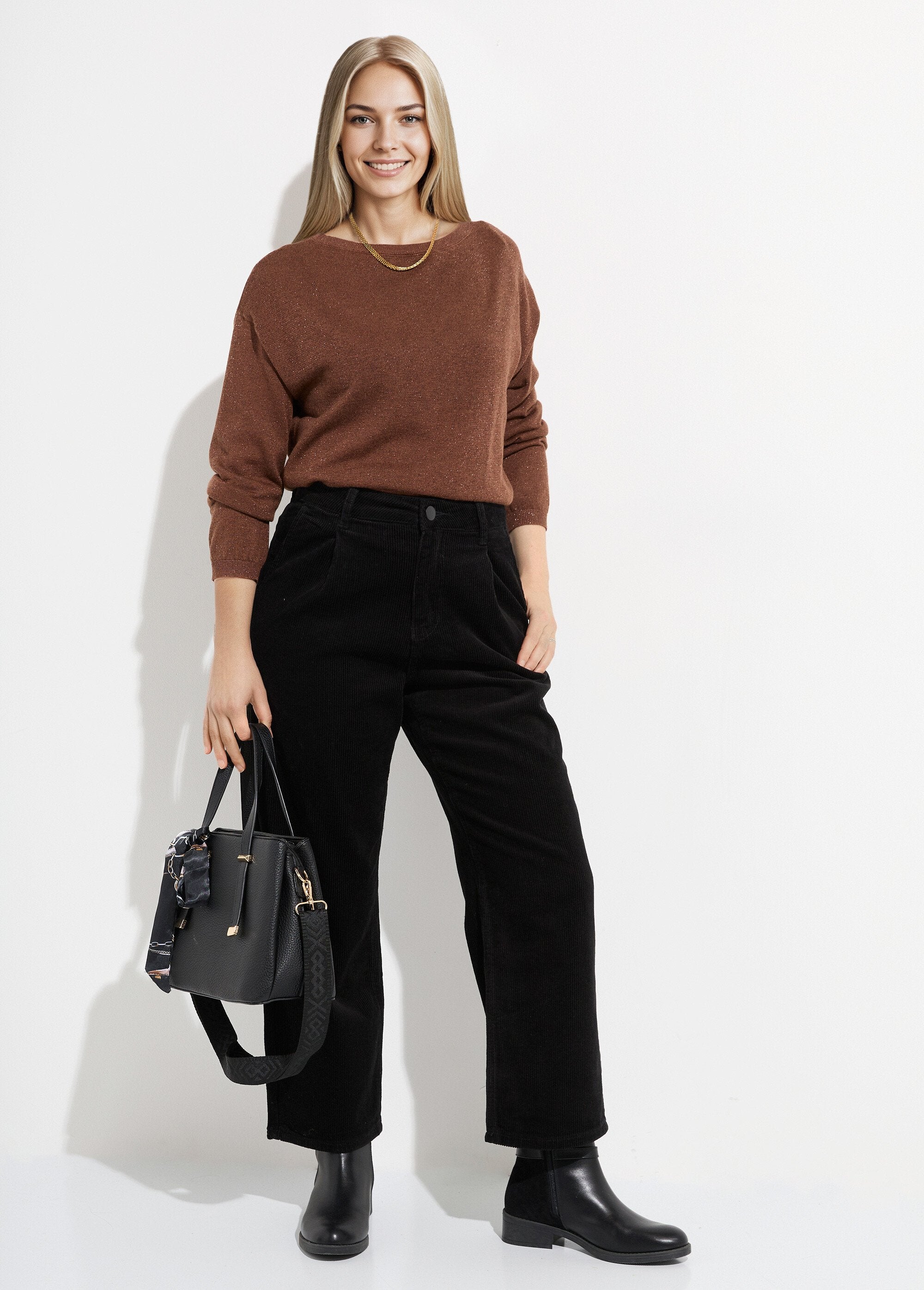 Wide-leg_corduroy_trousers,_petite_size_Black_SF1_slim
