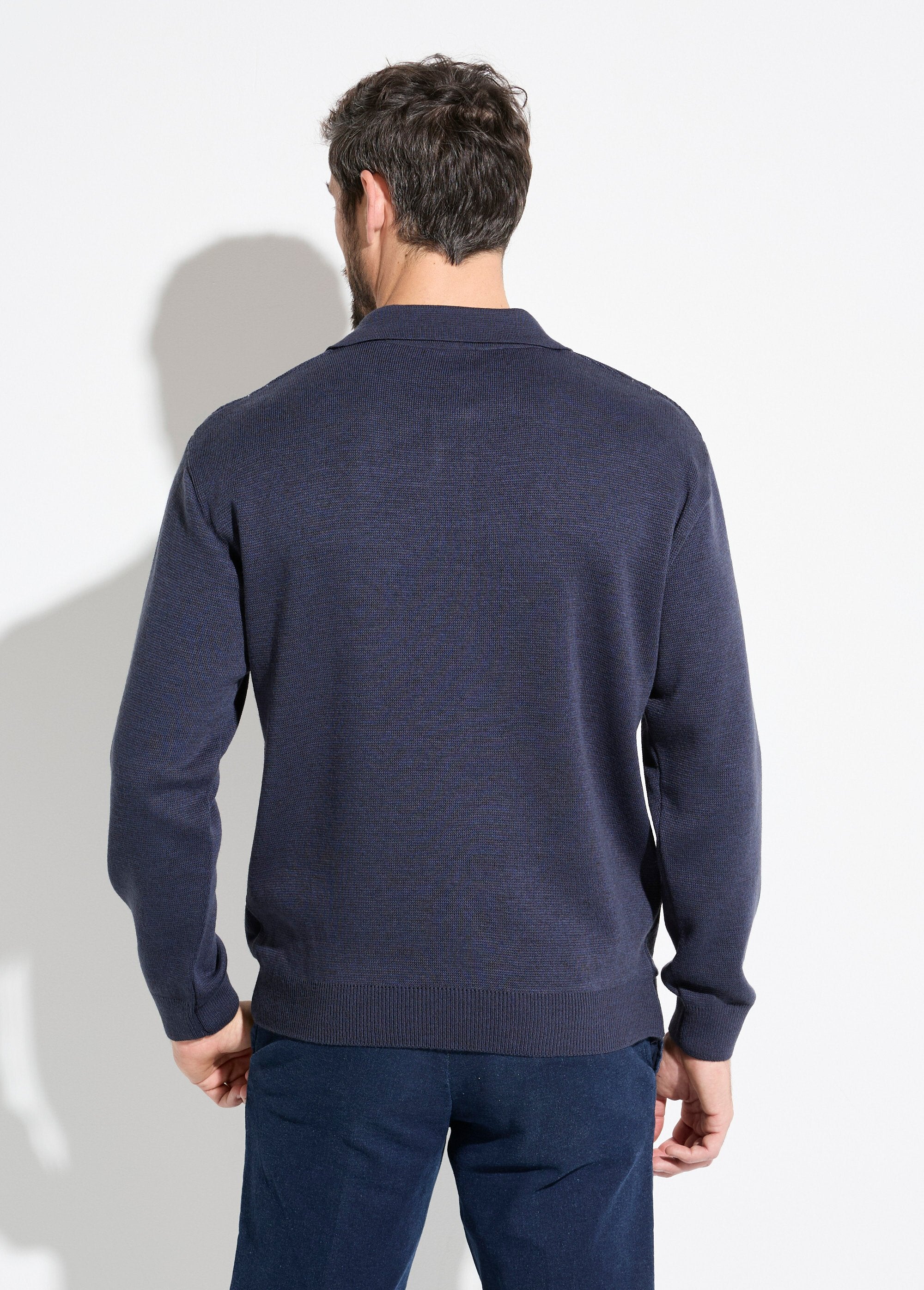 Long-sleeved_wool_jacquard_button-up_polo_neck_sweater_Marine_DO1_slim