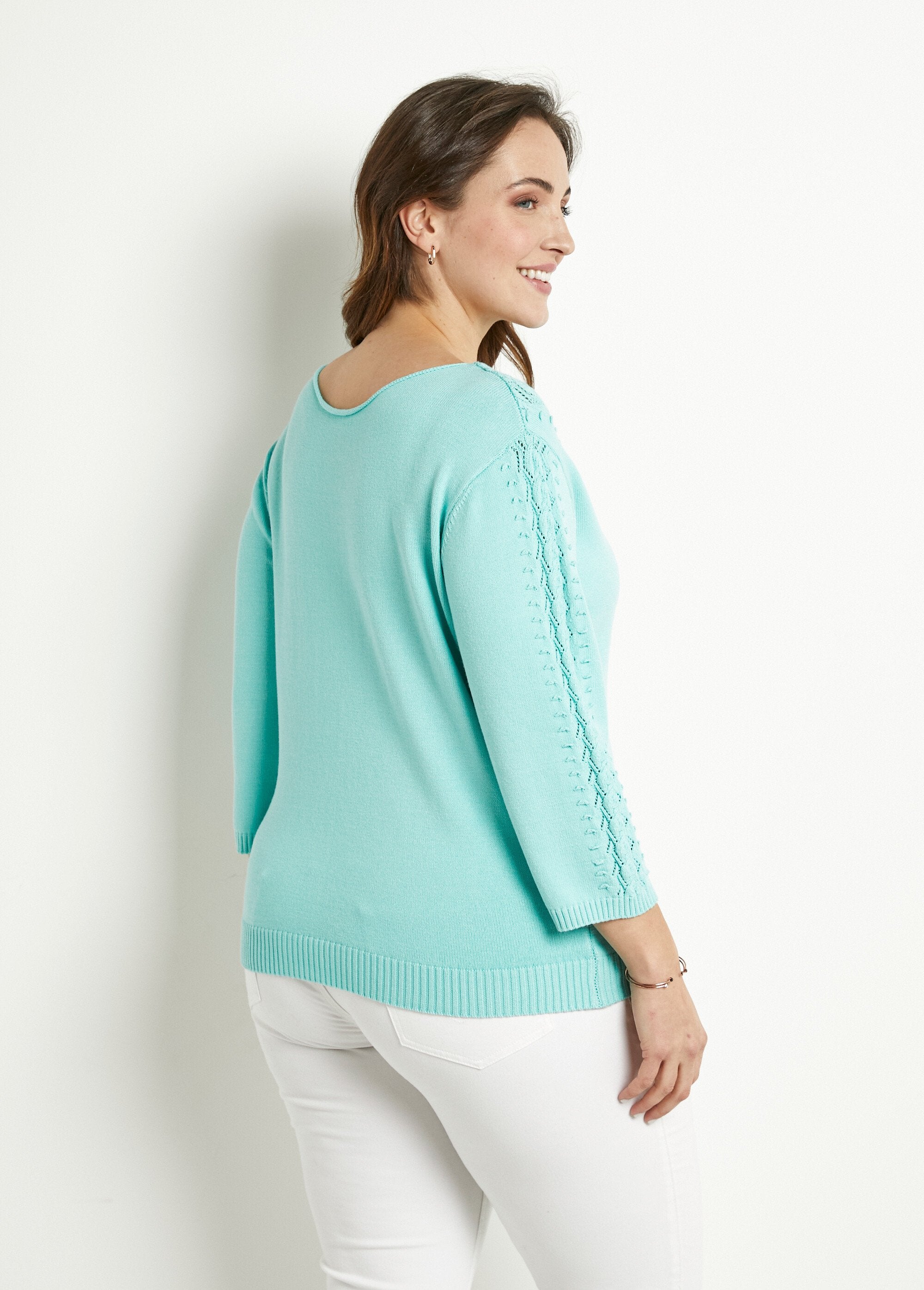 Soft_plain_round_neck_fancy_knit_sweater_Aqua_DO1_curvy