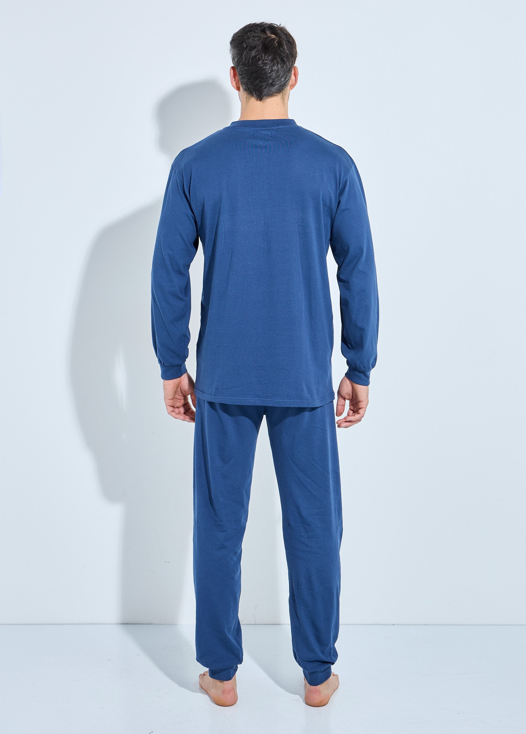 Pyjamas_with_Tunisian_collar,_cotton_jersey,_elasticated_bottoms_Blue_DO1_slim