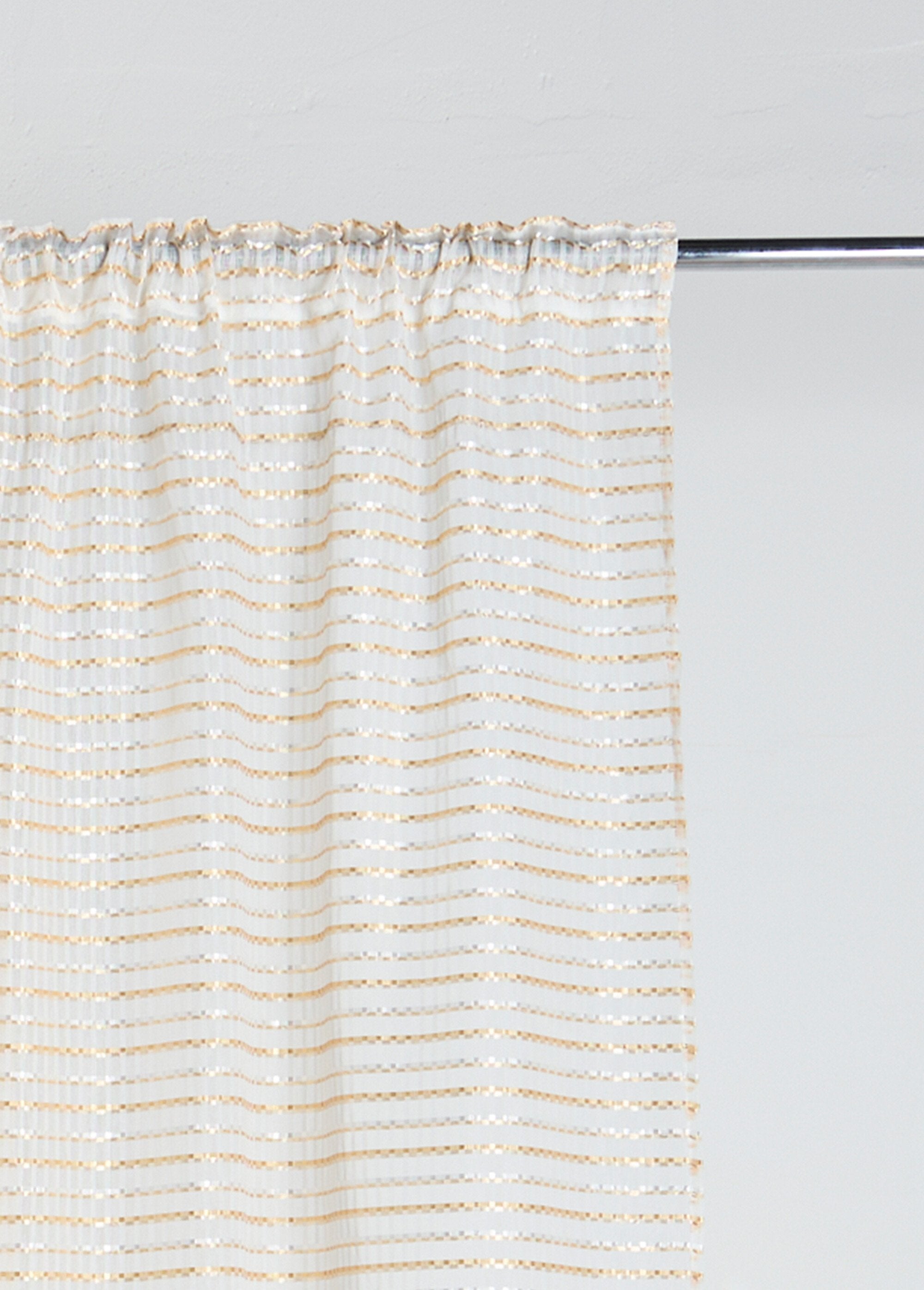 One-panel_curtain_with_gathered_headings,_two-tone_Ochre_stripe_DE1_slim
