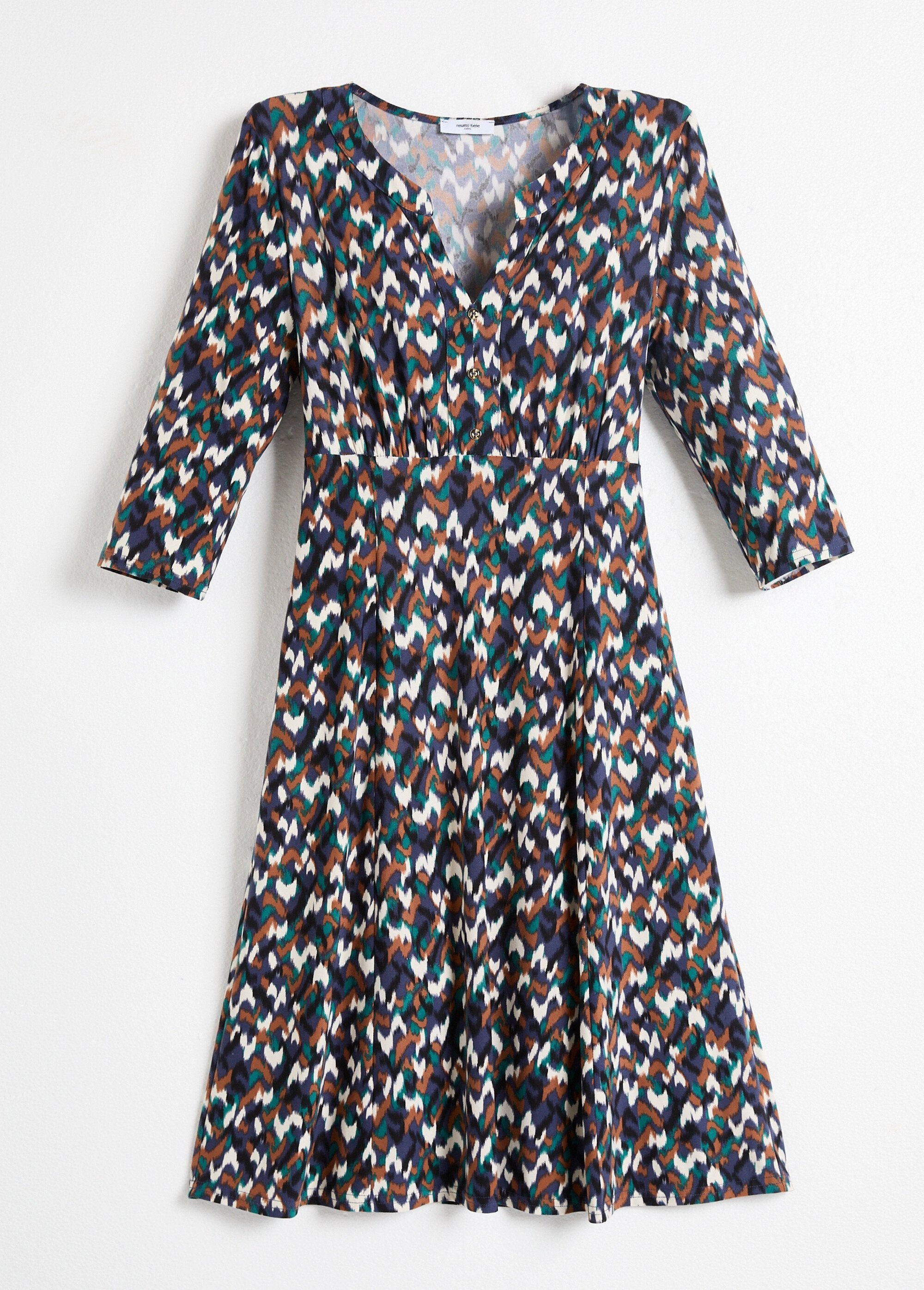 Short_flared_dress_with_3/4_sleeves_and_graphic_print_Navy_and_green_AP1_slim