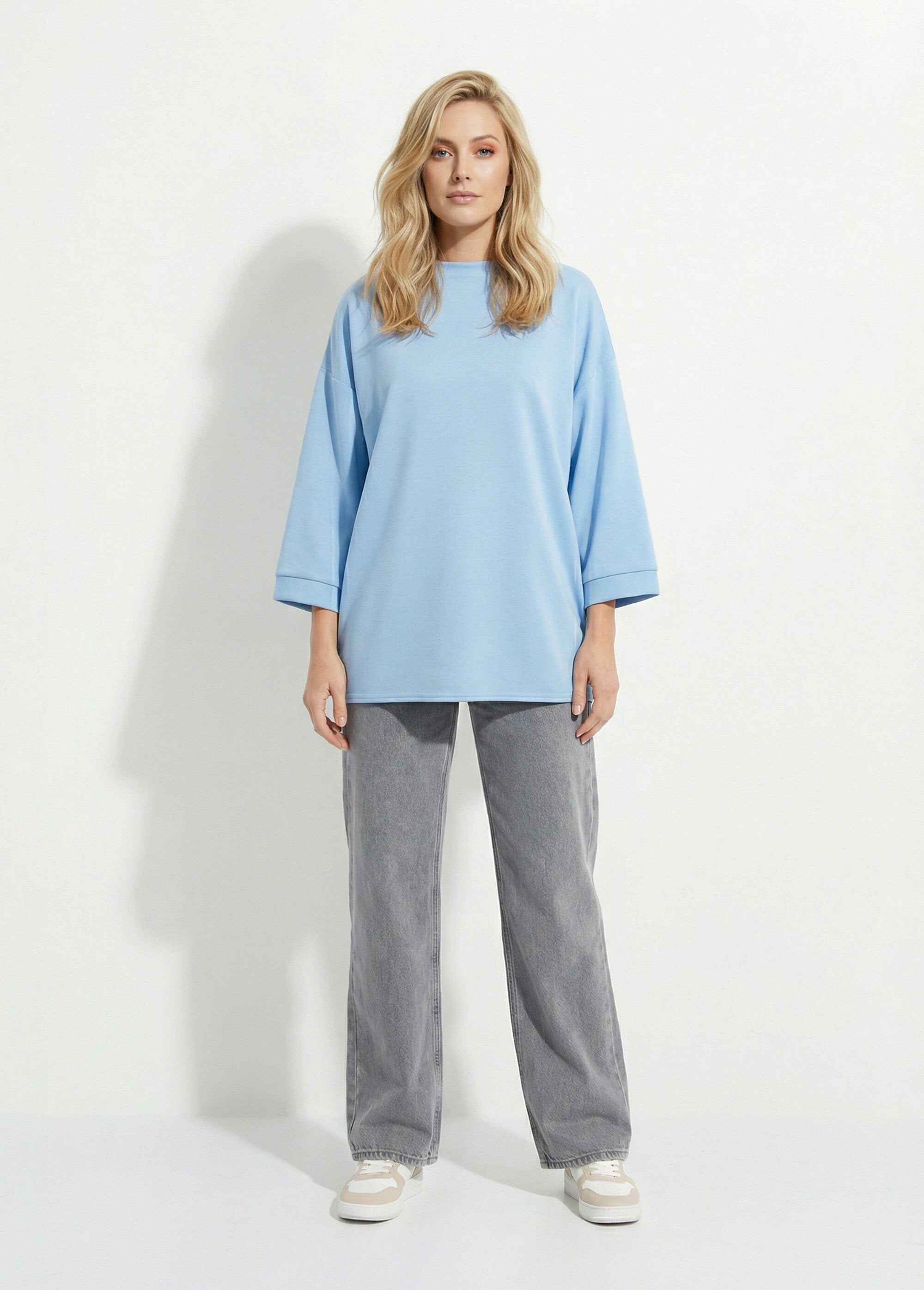Wide_round_neck_sweatshirt,_3/4_sleeves_Sky_blue_SF1_slim