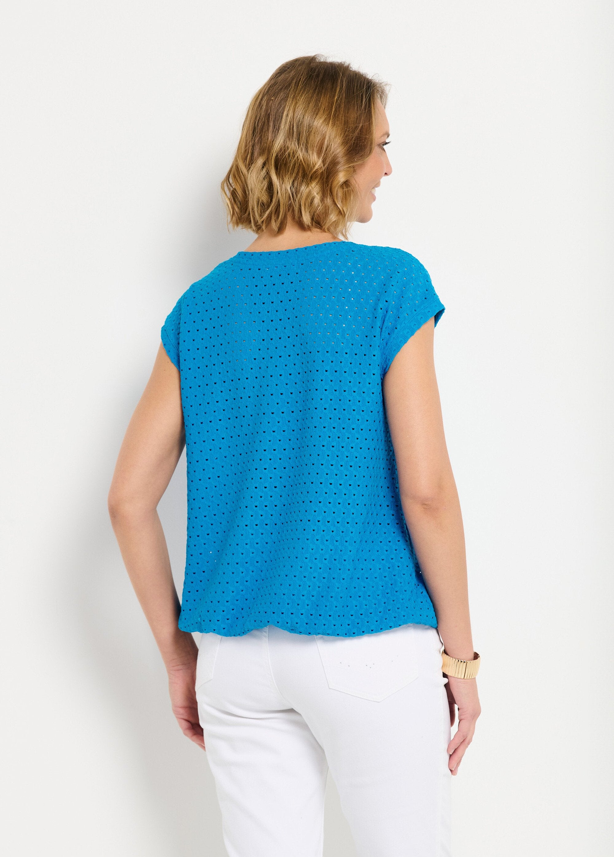 Loose_T-shirt_with_short_plain_V-neck_blouse_Turquoise_DO1_slim