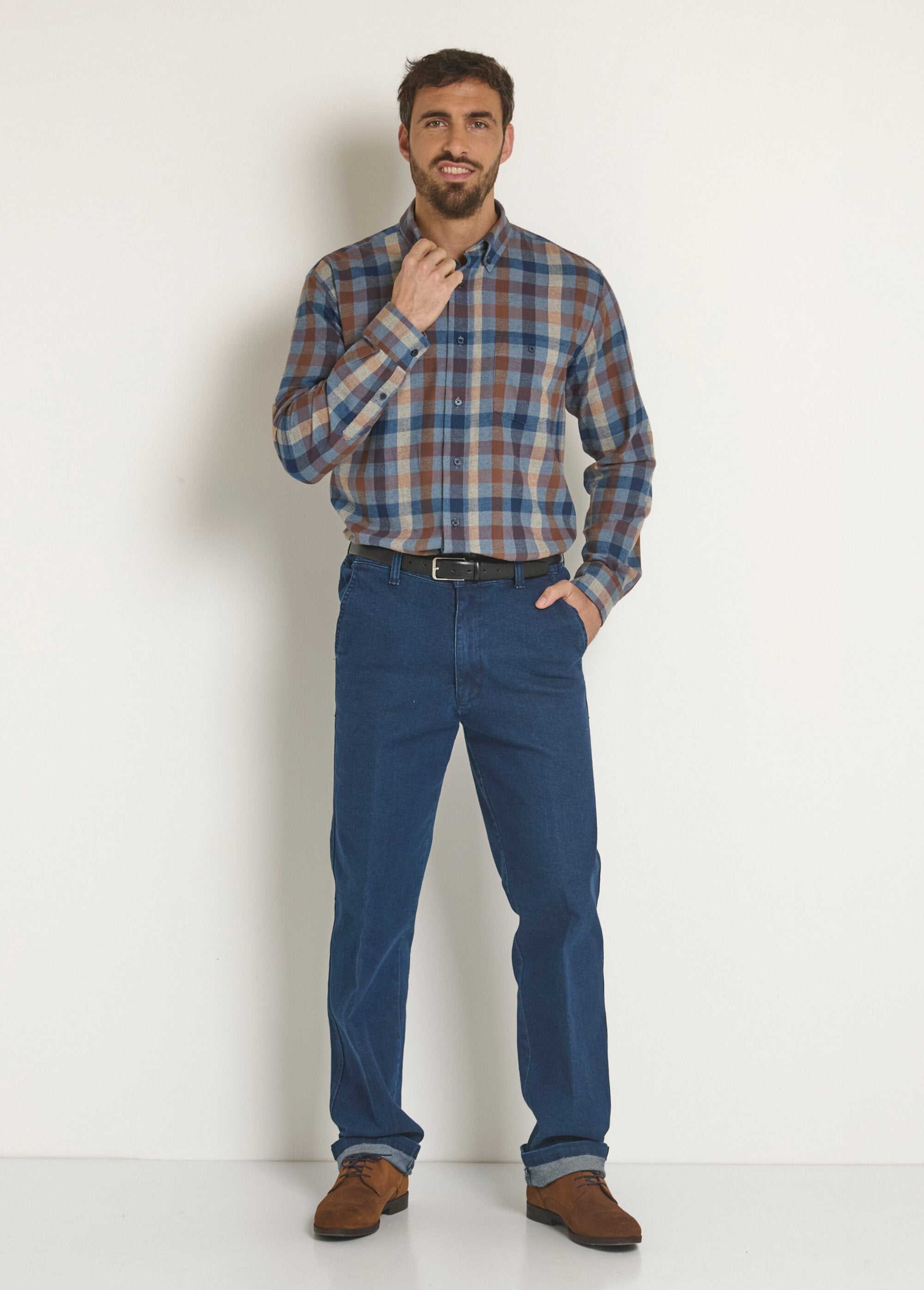 Warm_flannel_plaid_shirt_Beige_and_blue_tiles_SF1_slim