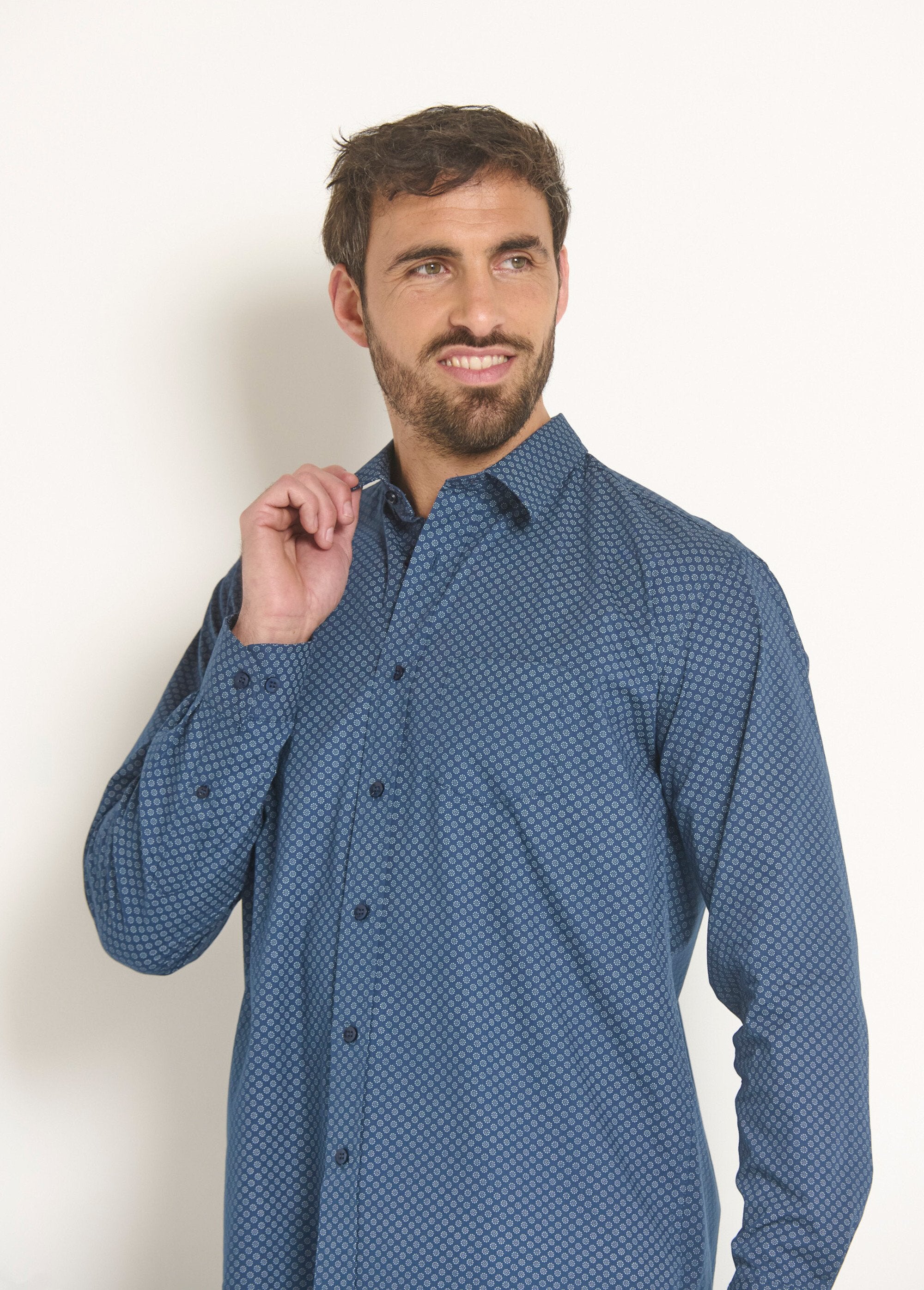 Fancy_checked_cotton_shirt_Marine_DE2_slim