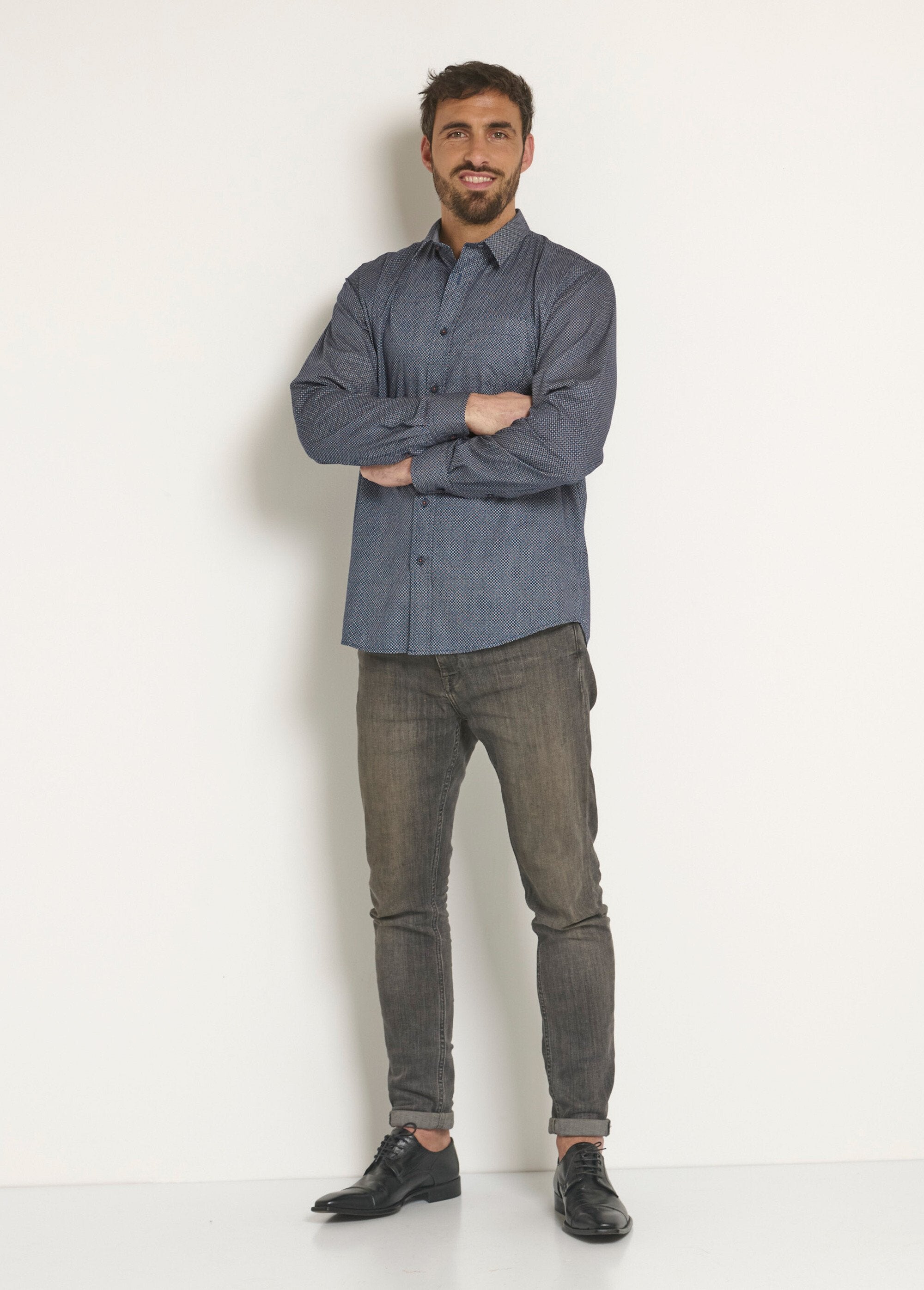 Long_sleeve_shirt_with_micro_pattern_Marine_SF1_slim