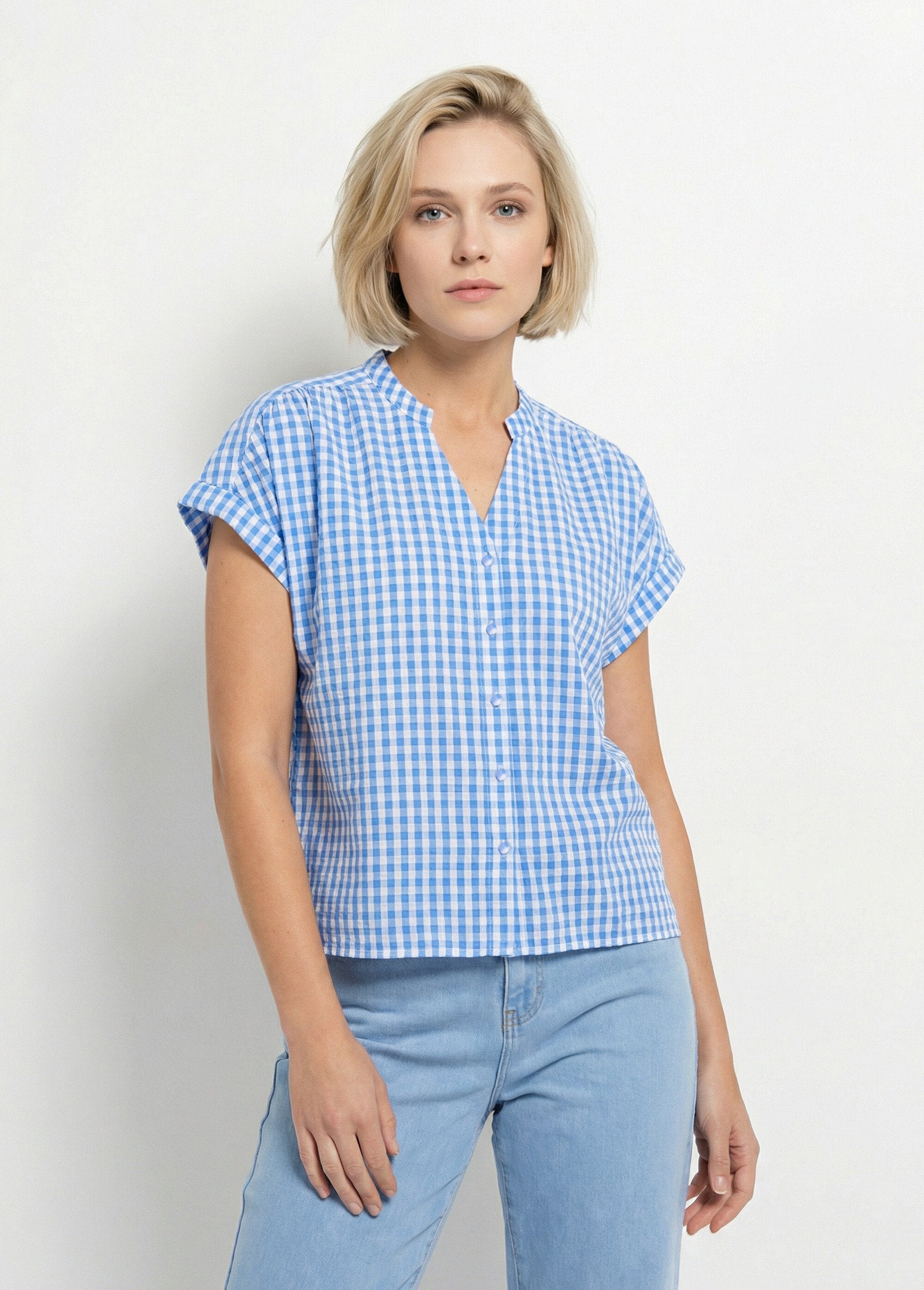 Short-sleeve_kimono_plaid_blouse_White_and_blue_FA1_slim