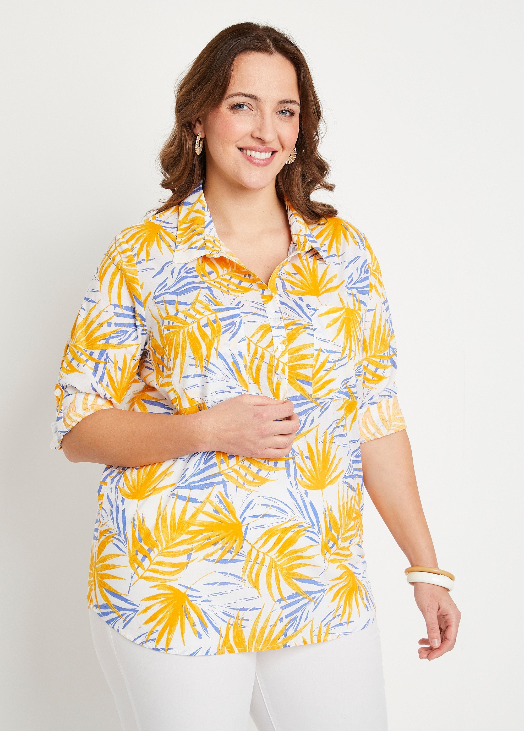 Long_printed_cotton_buttoned_blouse_Yellow_print_FA1_curvy