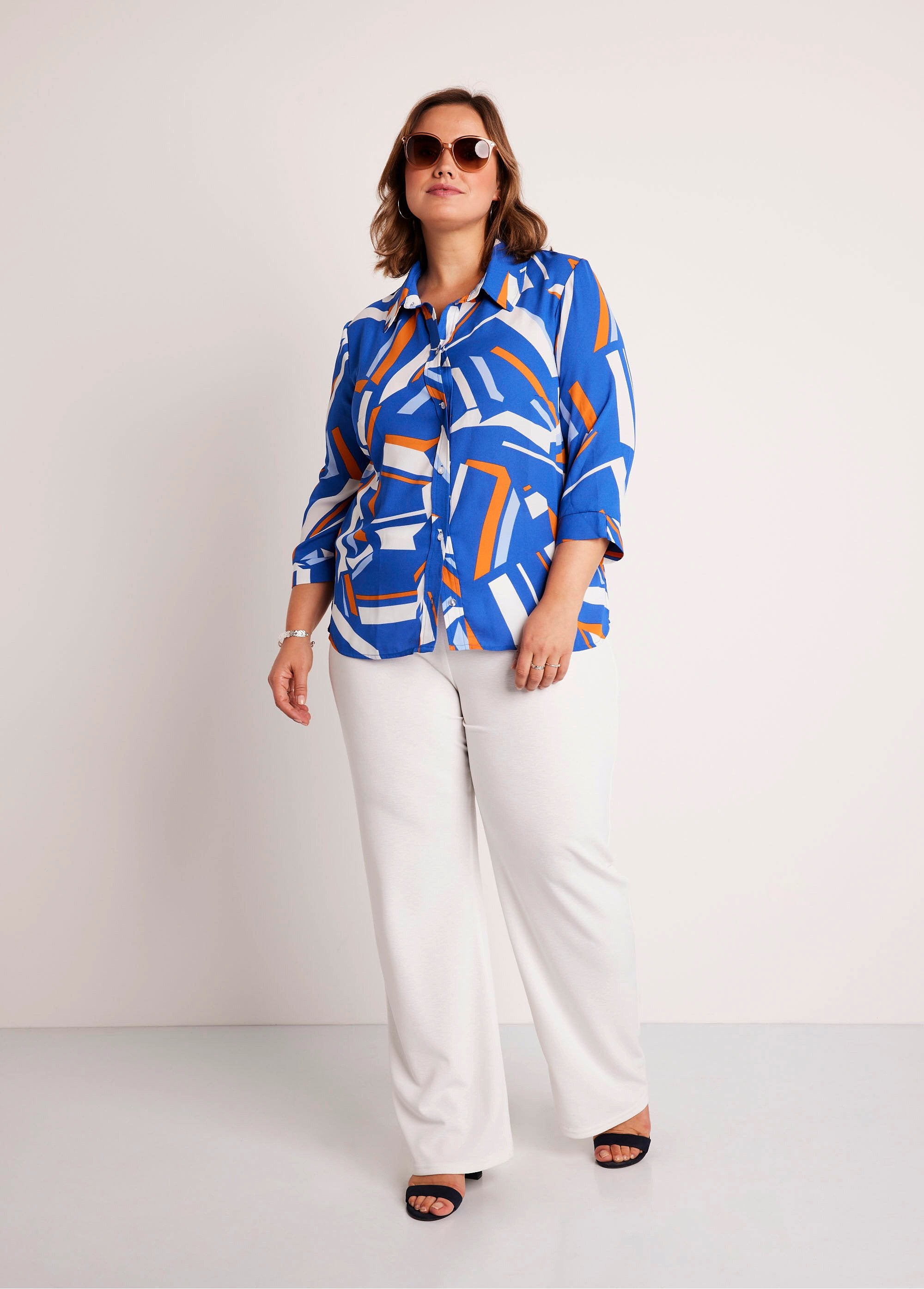 Straight_graphic_blouse_with_3/4_sleeves_Orange_Imp_SF1_curvy