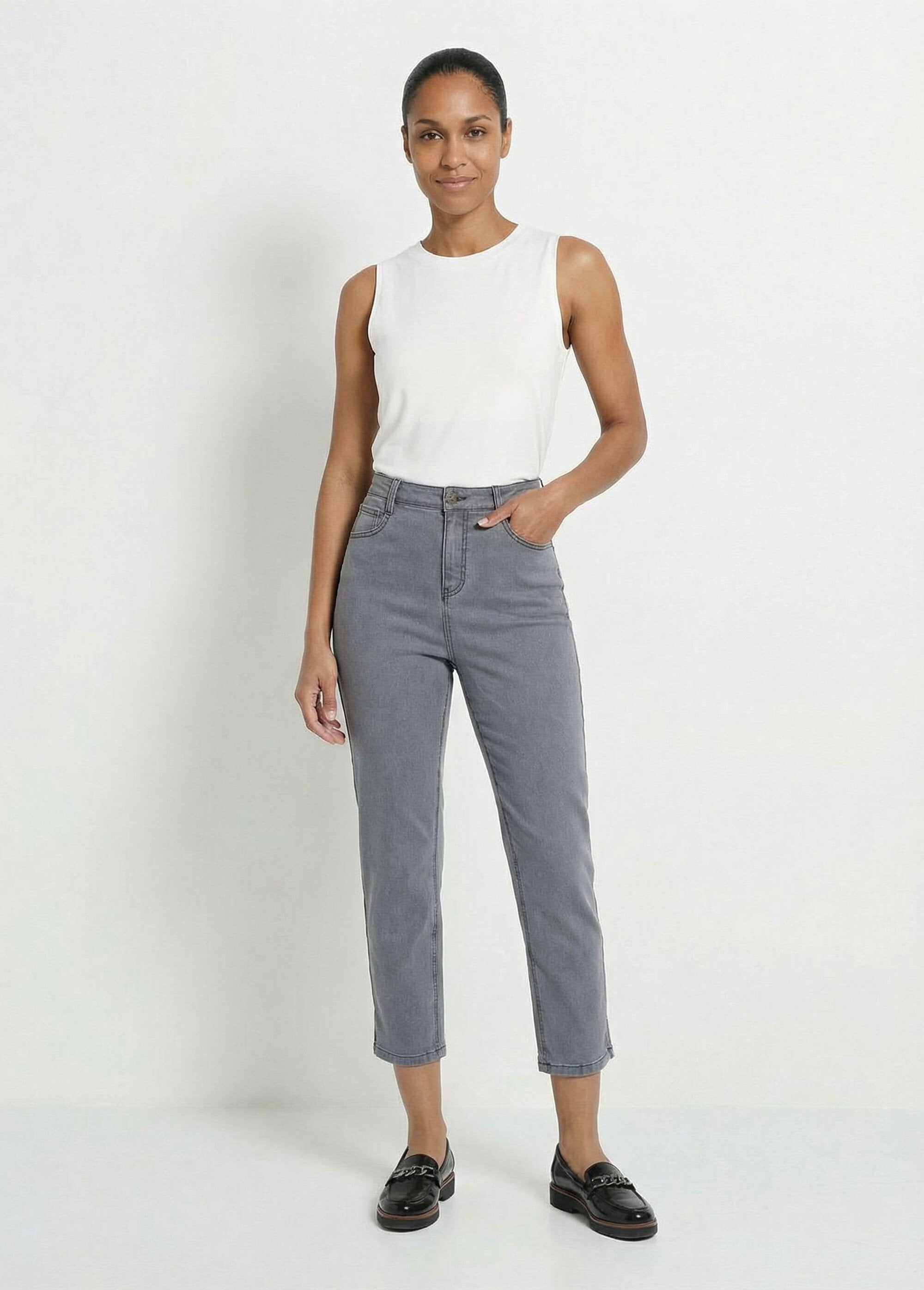 Jean_taille_haute_coupe_droite_7/8ème_Gris_SF1_slim