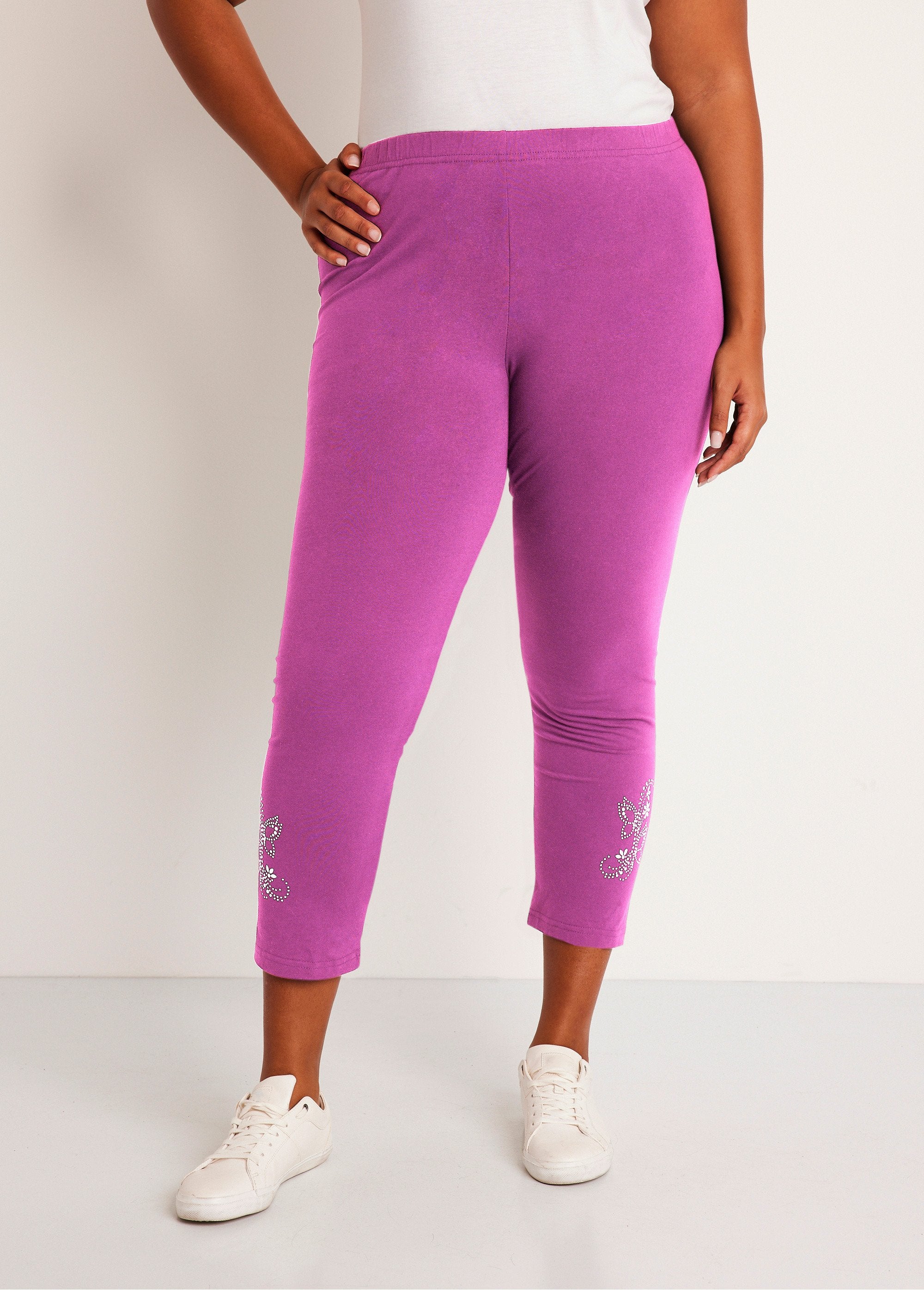 Short_plain_leggings_with_elasticated_waistband_Fuchsia_FA1_curvy