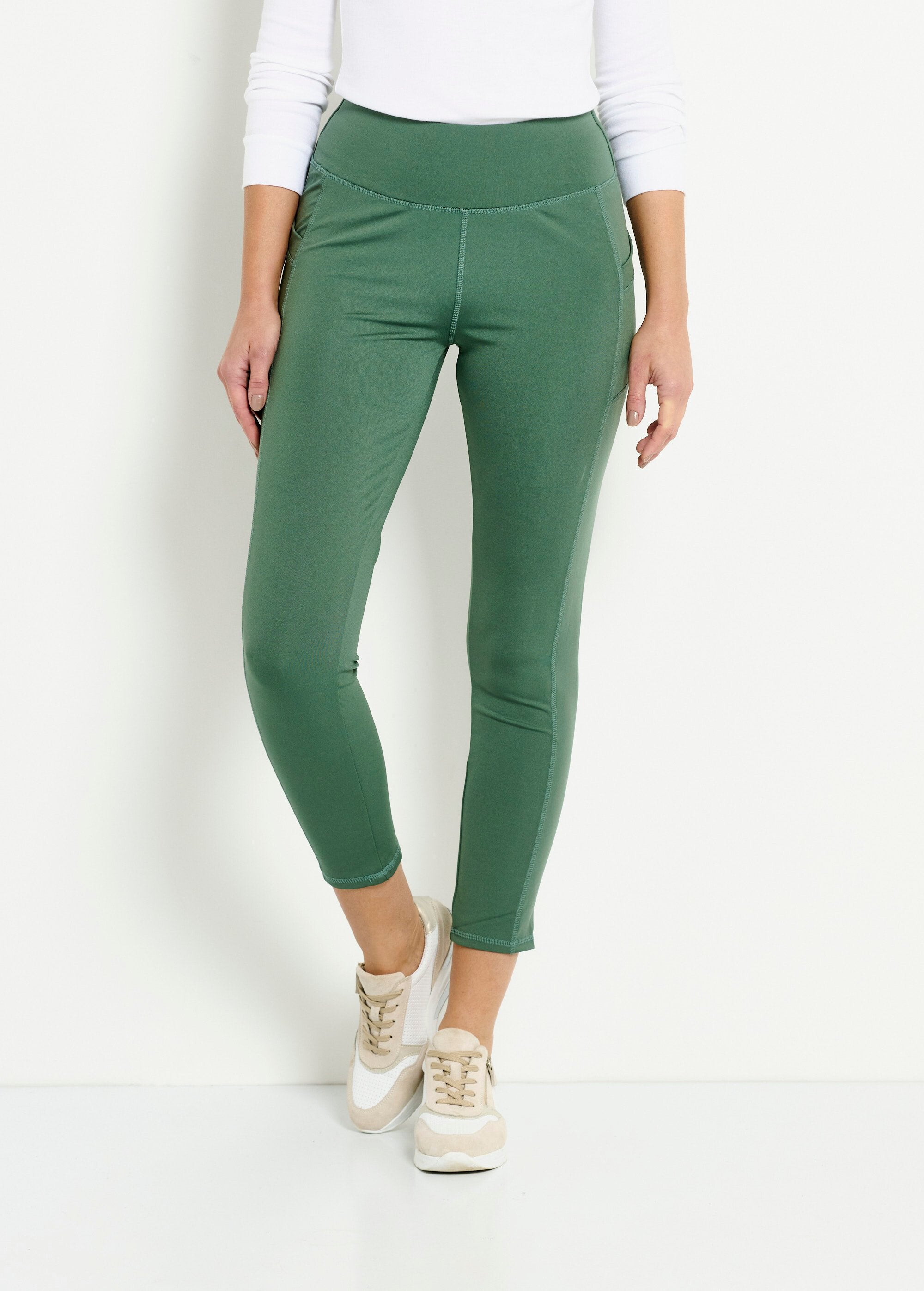 Legging_de_sport_uni_ceinture_élastiquée_Vert_FA2_slim