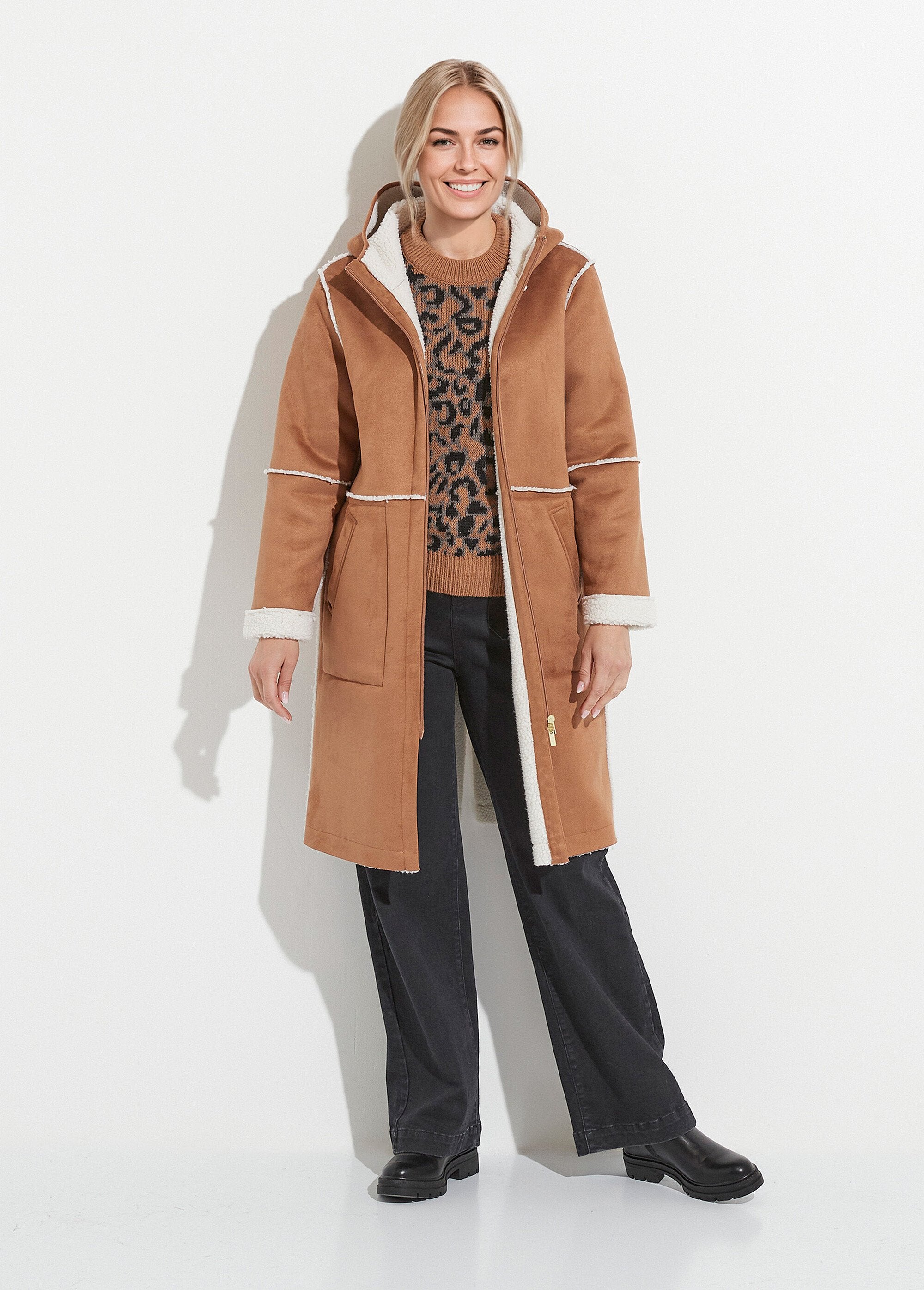 Manteau_zippé_à_capuche_effet_peau_lainée_chaud_Camel_FA1_slim