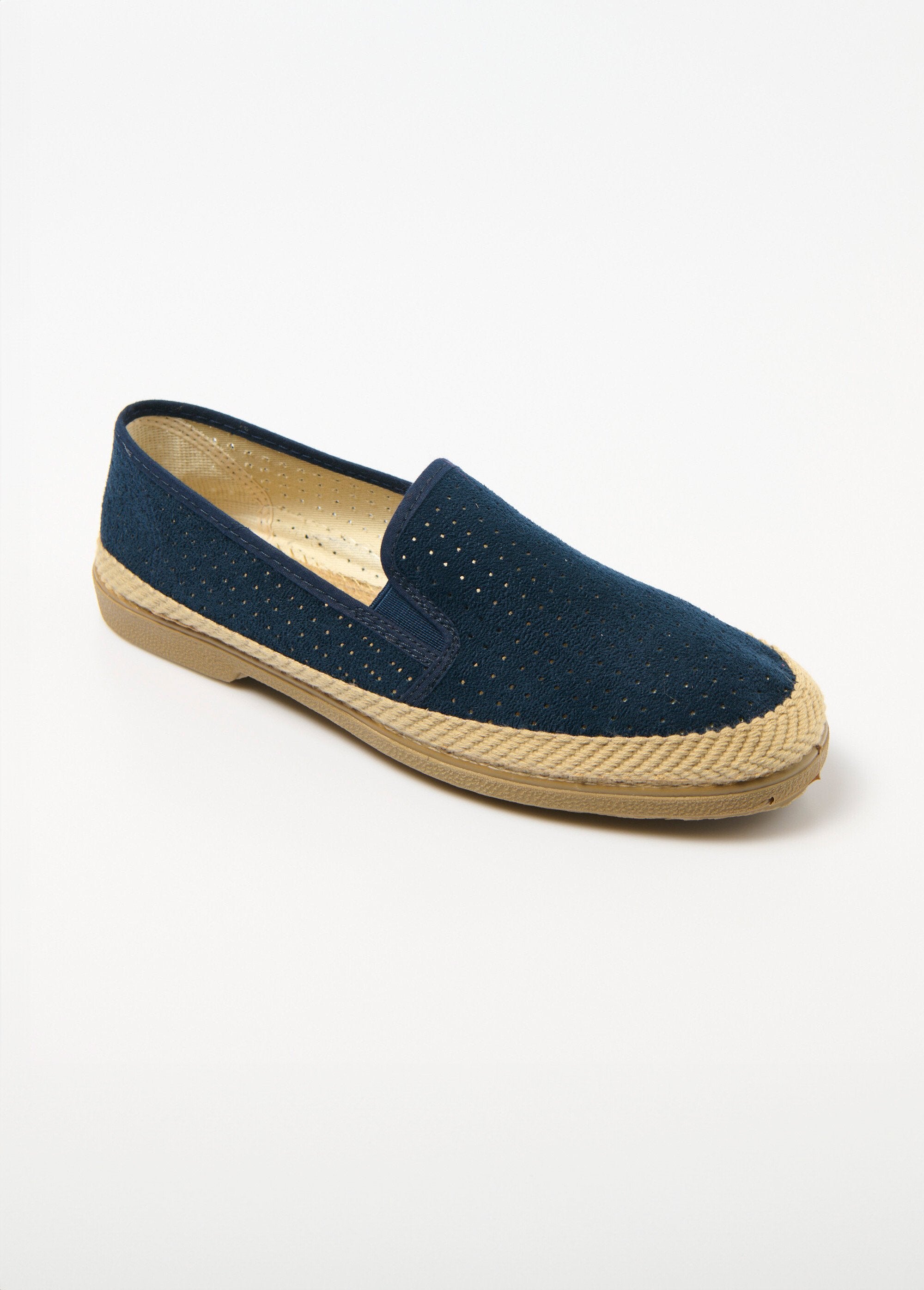 Elasticated_perforated_canvas_loafers_Marine_FA1_slim