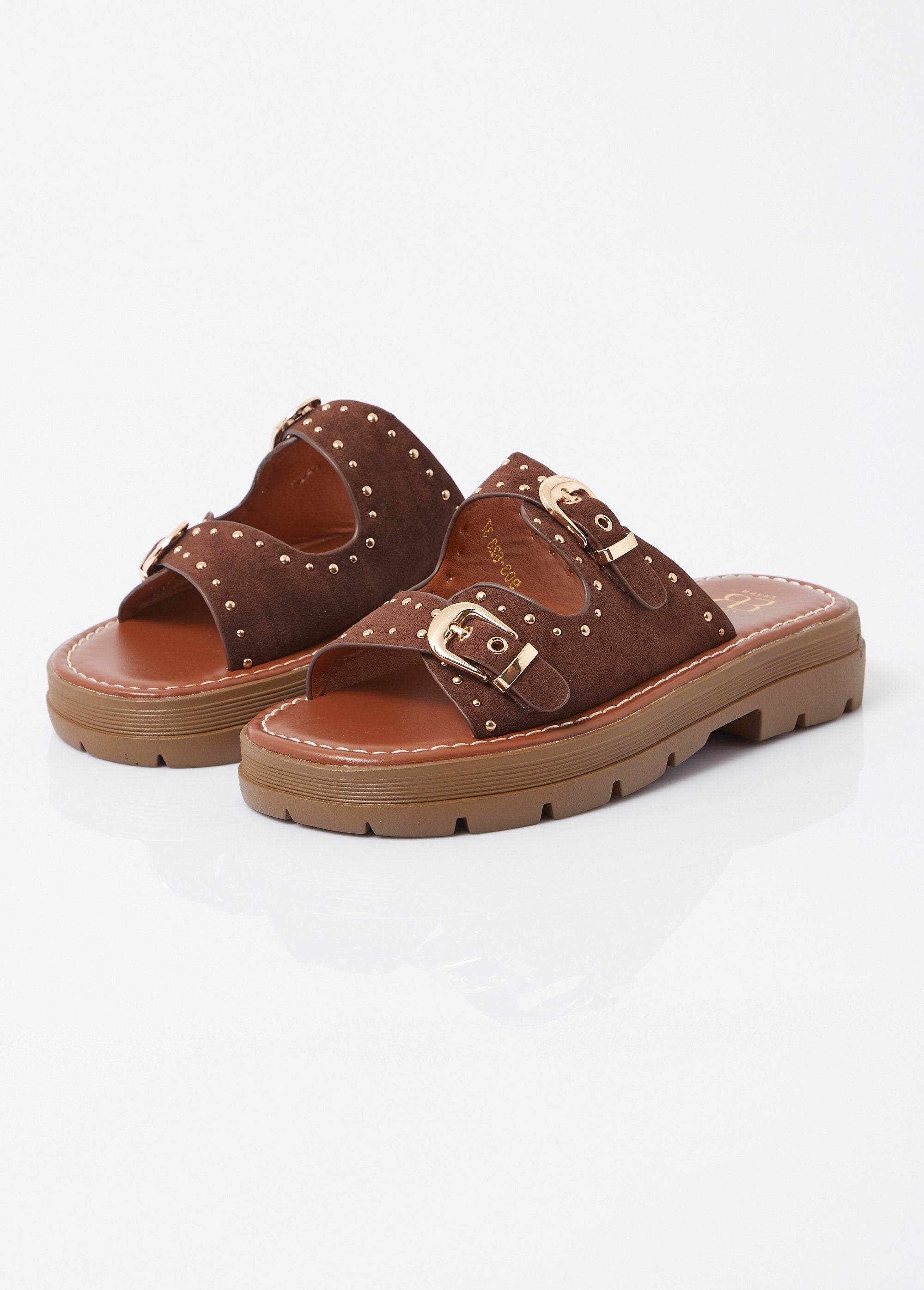 Studded_strap_mules,_notched_sole_Brown_DE1_slim