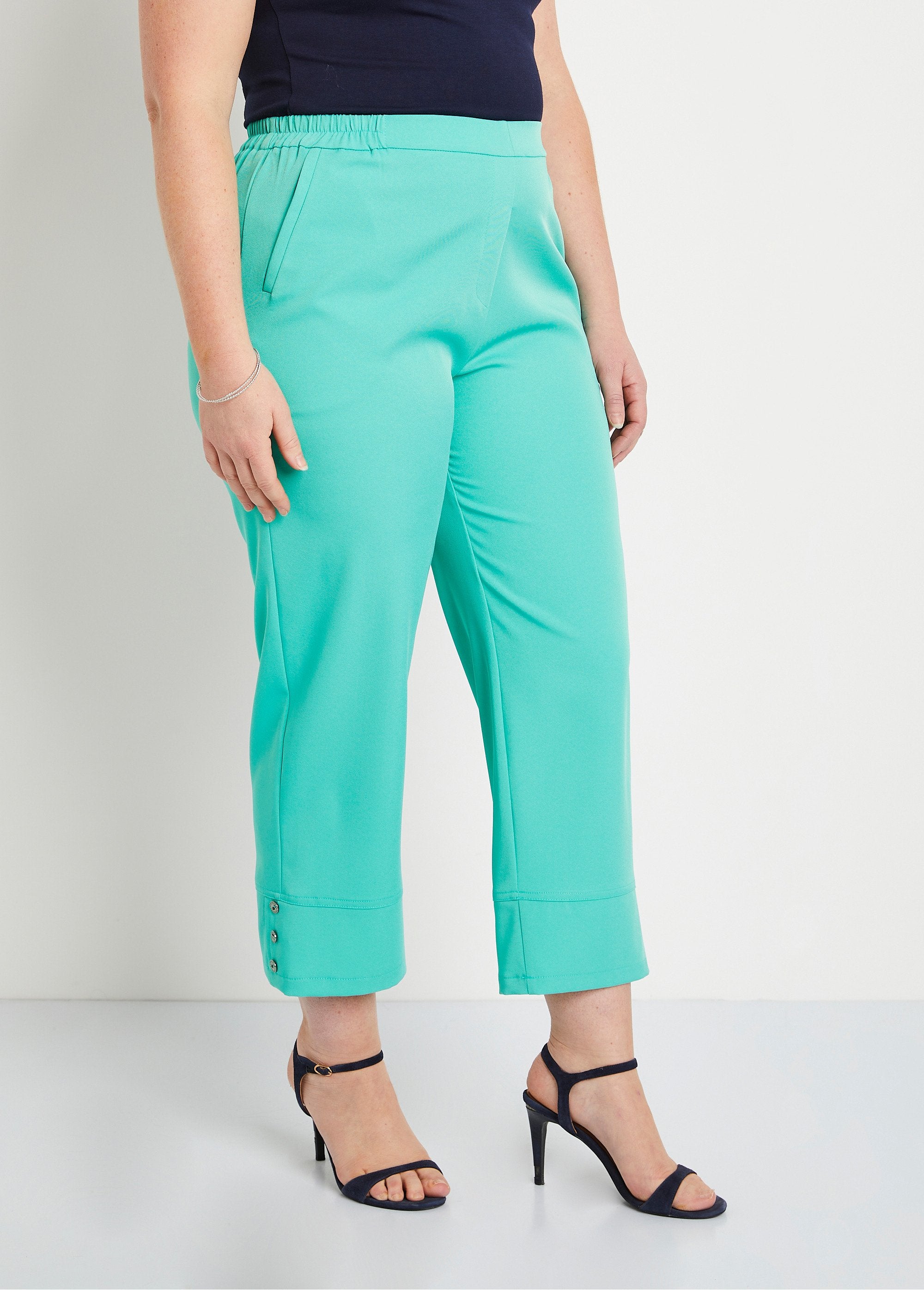 Straight_cropped_pants_with_semi-elasticated_waist_Green_FA1_curvy