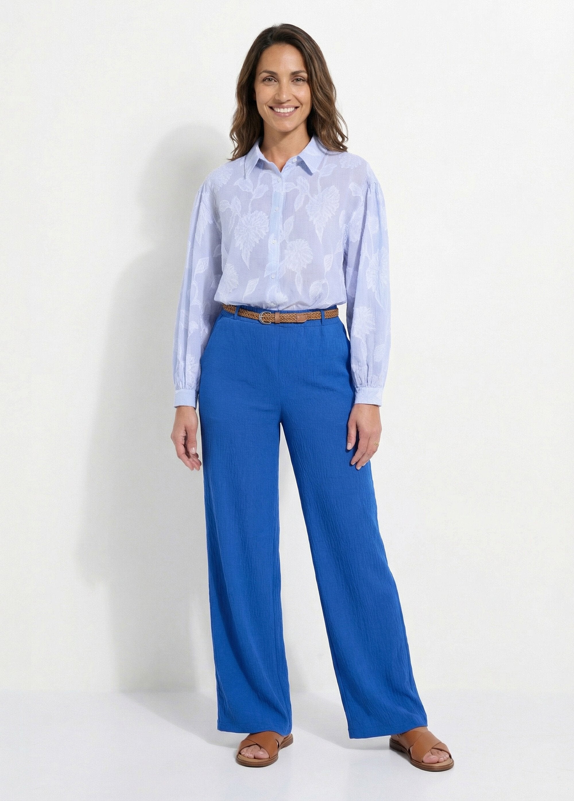 Pantalon_taille_élastiquée_avec_ceinture_Bleu_SF1_slim