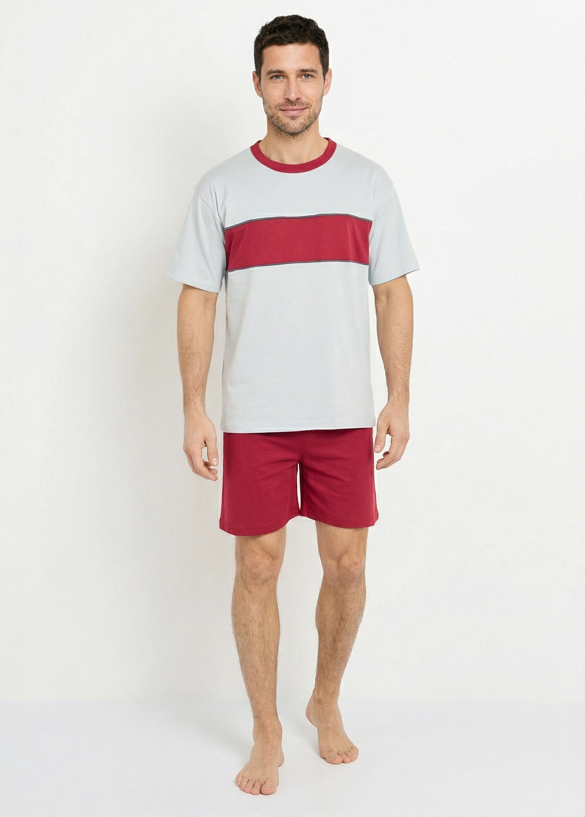 Two-tone_cotton_short_pajamas_Bordeaux_FA1_slim