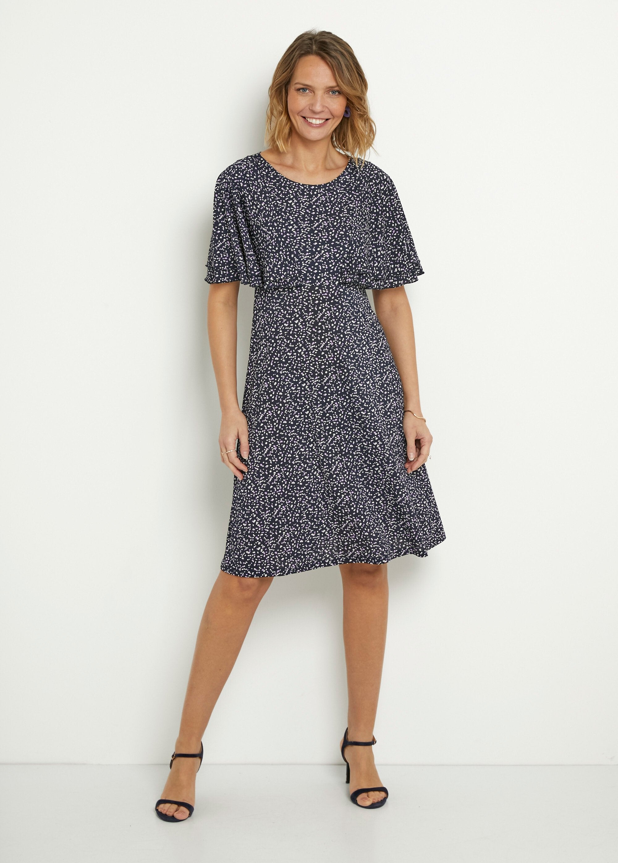 Polka_dot_dress_with_butterfly_sleeves_and_round_neck_Navy_and_lilac_FA1_slim