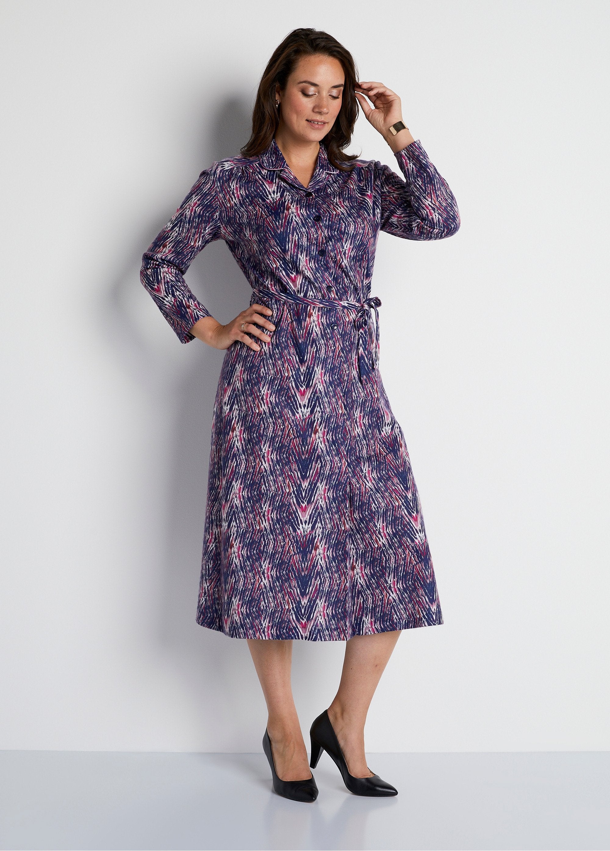 Printed_flared_mid-length_dress_Blue_rose_FA1_curvy