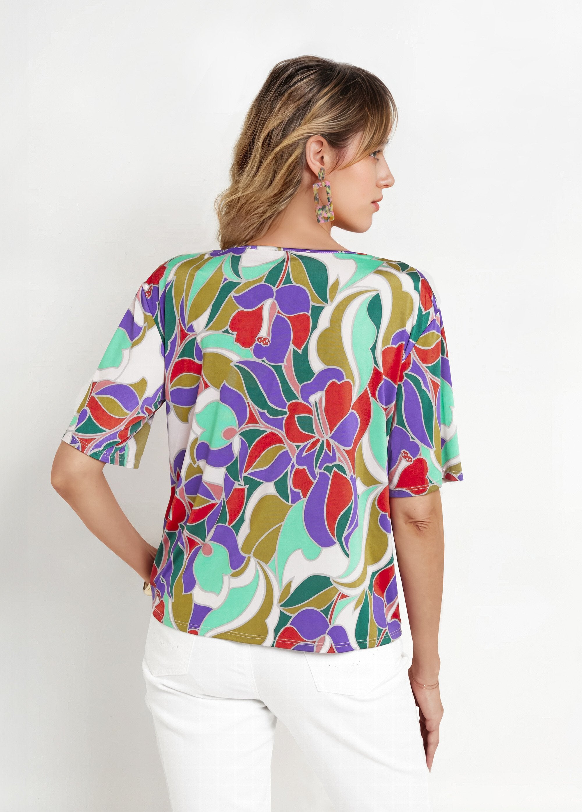 Stretch_tunic_with_V-neck,_graphic_floral_Purple_and_green_print_DO1_slim