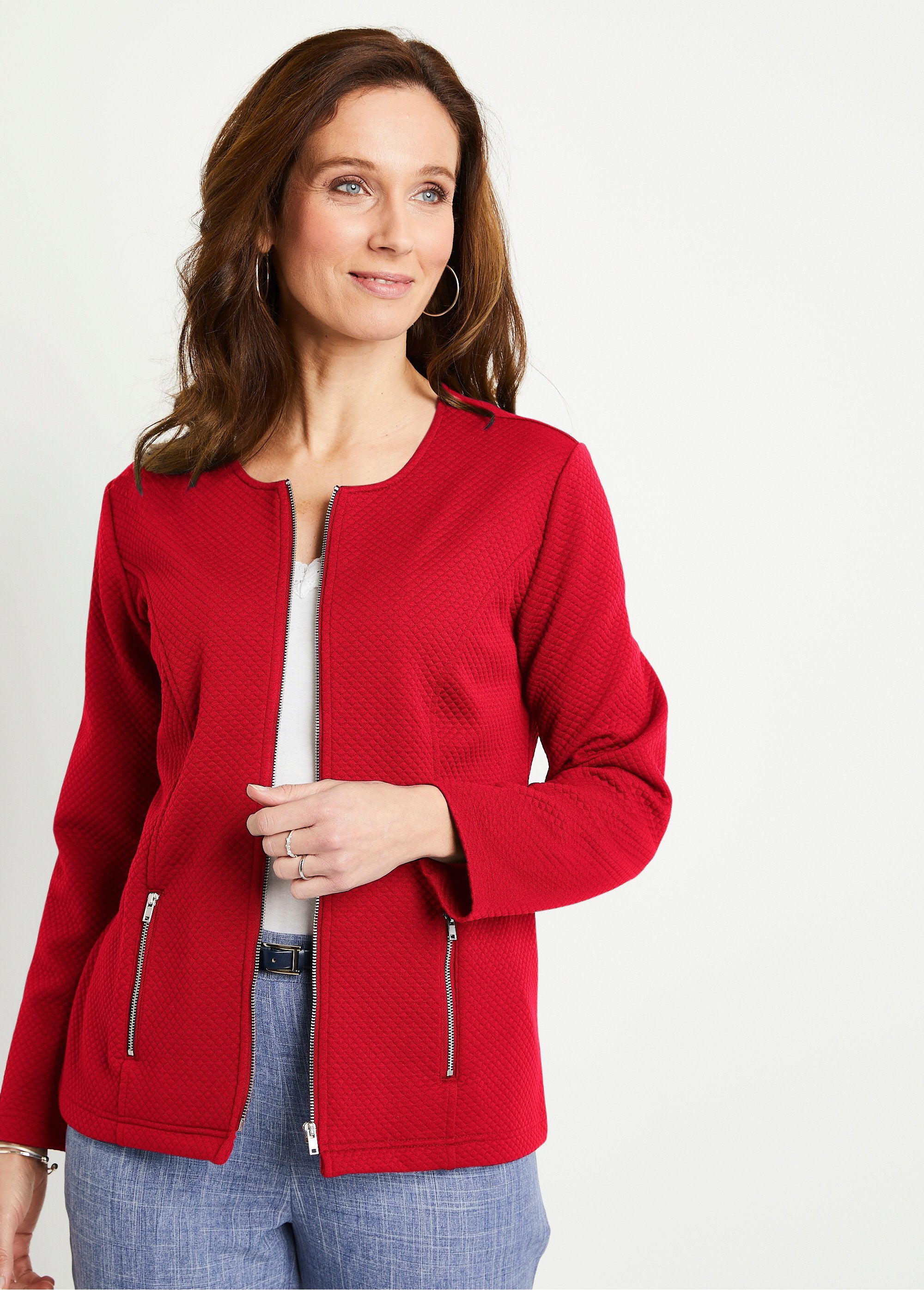 Collarless_fitted_jacket_Red_FA1_slim