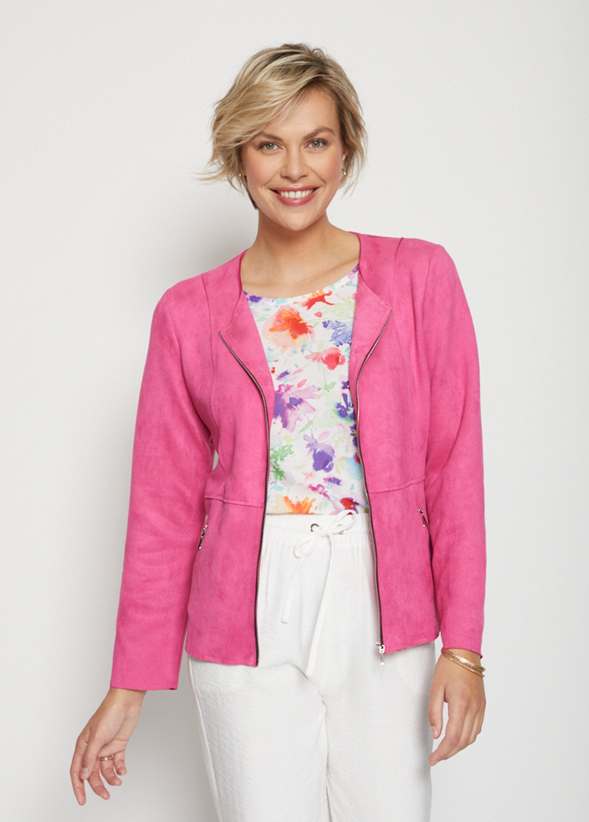 Collarless_zip-up_suede_jacket_Fuchsia_FA1_slim